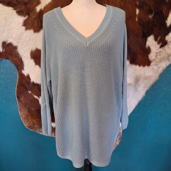 RD Style Soft Blue V-Neck Sweater - Picture 2 of 8